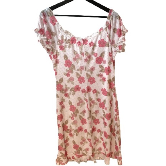 No Boundaries White/Pink Floral Polka Dot Dress - Picture 3 of 5